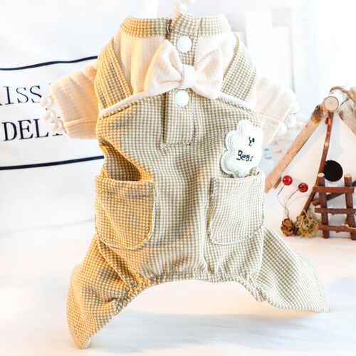 新品狗狗b衣服秋装绅士领结清新四脚背带裤套装可爱小型犬泰迪宠