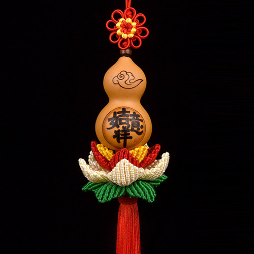 新品葫仙天然葫芦挂件中国结莲花挂饰H家居客厅卧挂件送人礼品汽