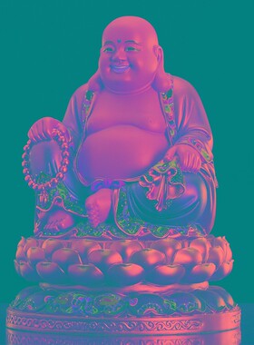 极速手工彩绘弥勒佛摆件纯铜笑佛像大肚弥勒佛佛像供奉Z店铺开业