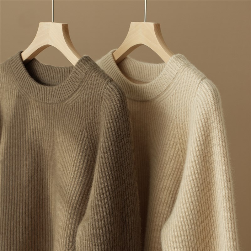极速420g 重磅加厚 女士u全羊绒毛衣 基础款圆领保暖针织衫 秋冬