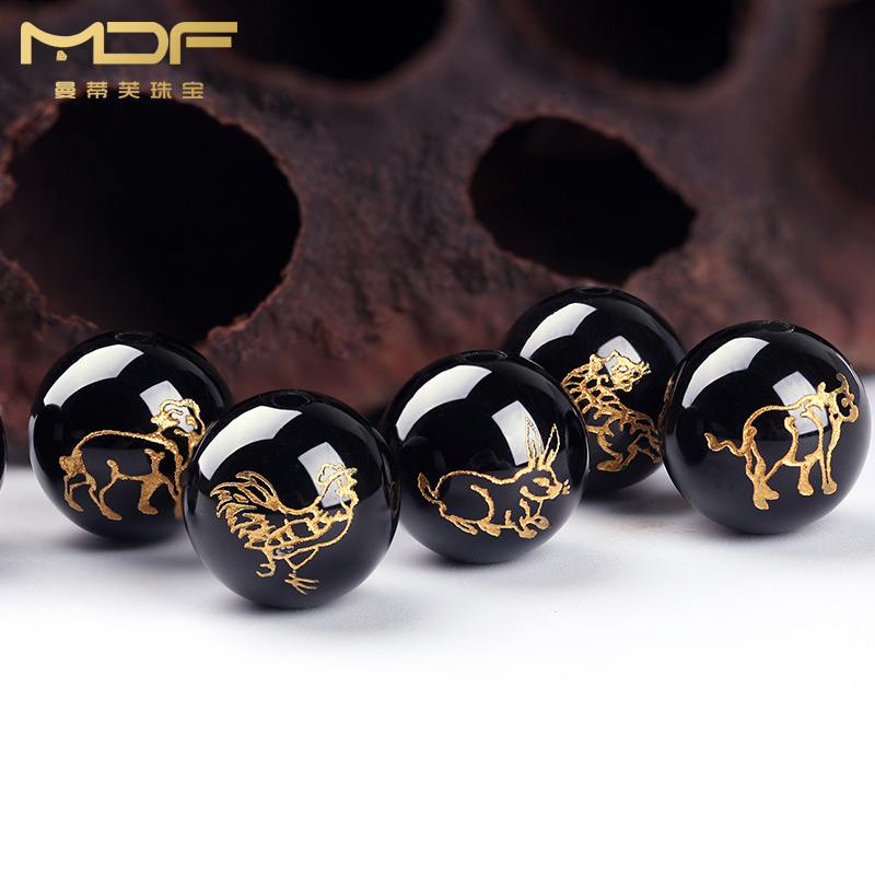 极速黑玛瑙散珠子十二p生肖圆珠属虎本命年手工diy饰品配件手串配