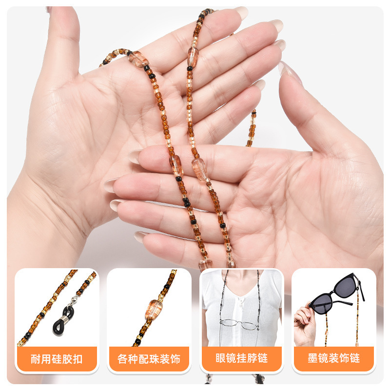 眼镜链复古中国风琉璃珠子手工