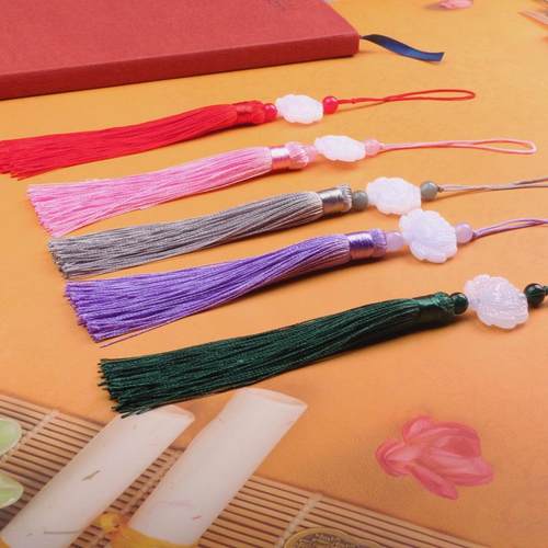 13cm垂直白玉莲花吊穗古装汉服服饰配件扇坠流苏穗子配饰挂件