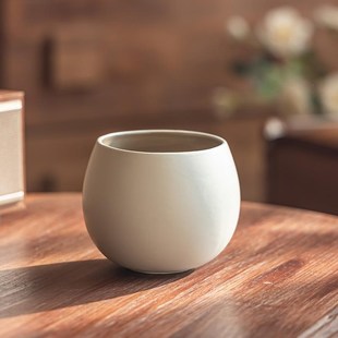 陶瓷茶杯家用主人杯个人圆滚滚 日式 茶杯简约无把杯高档品茗杯