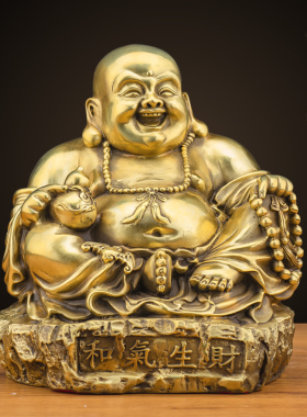 纯铜小弥勒大肚笑弥勒和气生财招财摆件客厅装饰品摆设全铜工艺品
