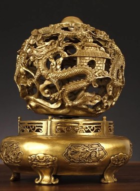 全铜九转乾坤鼎摆件 九龙戏珠鼎客厅家居办公室工艺品