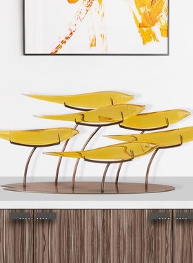 高端创意新中式O鱼儿摆件家居装饰品客厅玄关桌面招财摆设电视柜