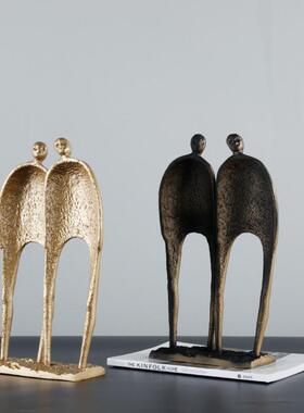 抽象铸铁黑人雕塑吊脚坐姿人物摆件样板房售楼部电视柜客厅装饰品