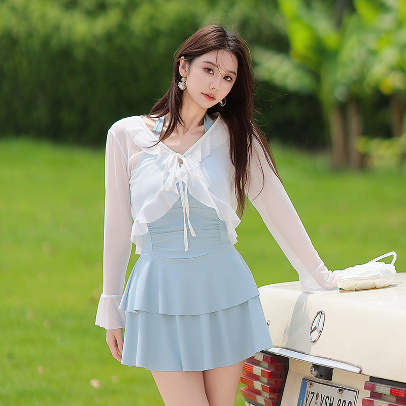 泳衣女2025新款连体保守两件套遮肚显瘦游泳馆专用大码泳装0930z