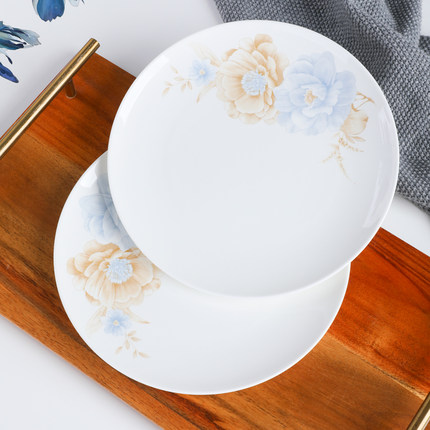 4个骨瓷家用月光盘菜盘家用盘子浅盘骨碟西餐盘陶瓷水果碟小菜碟