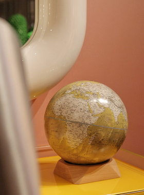 方圆实木底座宏微地球仪客厅书房桌面摆件开业乔迁节日生日礼物