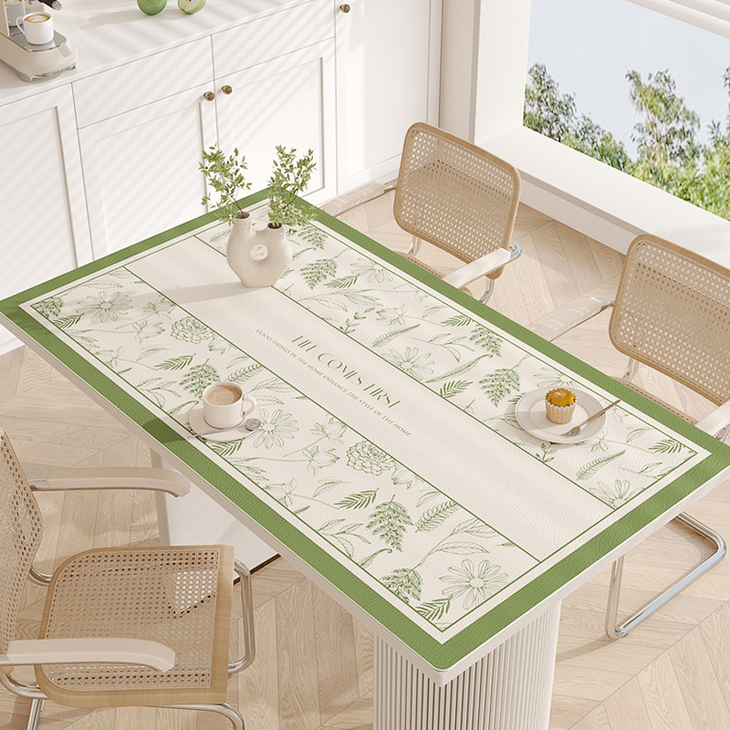 清新餐桌垫防油防水防油防烫免洗皮革桌布隔热长方形家用茶几垫子