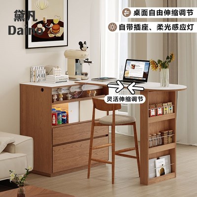 中古风伸缩吧台桌家用沙发隔断柜客厅双面阳台休闲小户型超小岛台