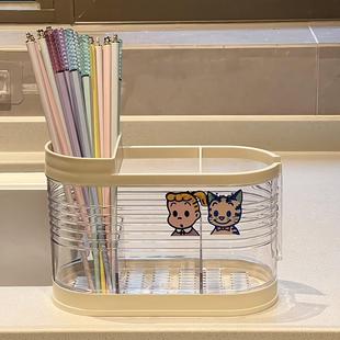 高颜值家用厨房分格原田治筷子笼台面餐具收纳盒多功能沥水筷筒架