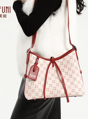 弗芙妮红色大容量龙须包女2025新款hobo托特包通勤单肩高级感婚包