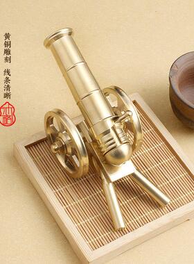 纯黄铜大炮模型摆件迷你意大利炮家居办公室桌面装饰创意潮流礼品