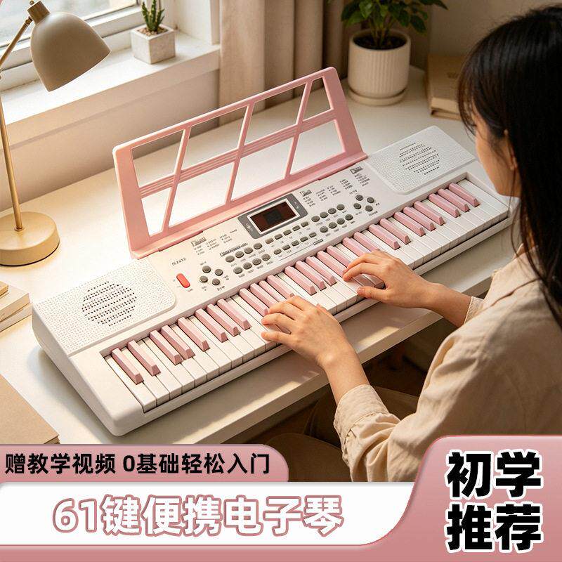 工厂入门电子琴钢琴初学者学生家用多功能塑料61键儿童电子琴