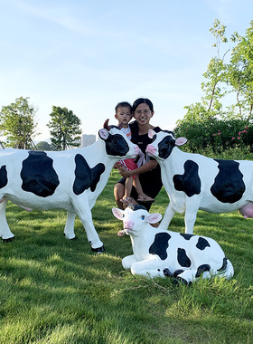 户外园林景观玻璃钢雕塑仿真大型奶牛农场牧场草坪装饰品动物摆件