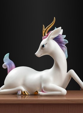 高档陶瓷七彩小灵鹿摆件客厅酒柜电视柜桌面摆放朋友送礼一鹿有你