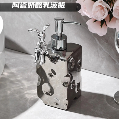 陶瓷洗手液分装瓶卫生间酒店轻奢沐浴露空瓶子按压瓶洗发水起泡器