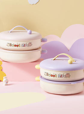 可爱卡通手提干果盘家用便携零食坚果收纳盒2025新款分隔防潮果盘