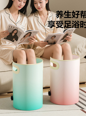 2025新款泡脚桶家用过小腿足浴盆便携可折叠洗脚桶过膝小腿养生桶