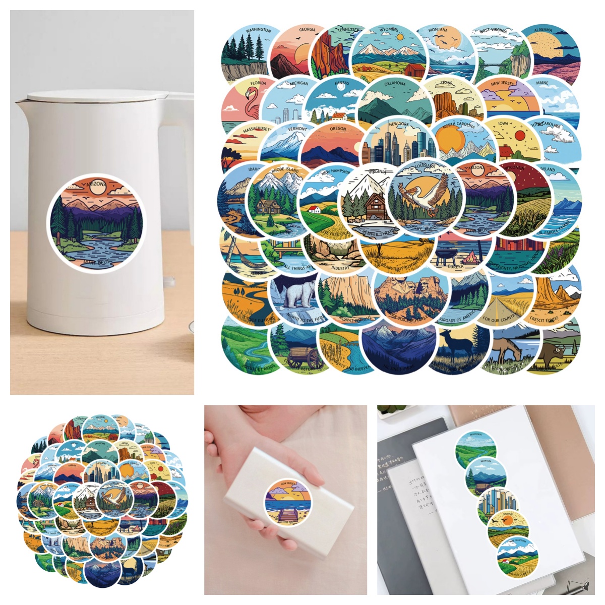 50张爆款卡通景观大陆风景美学DIY涂鸦行李箱贴纸创意ins风个性笔记本电脑水杯城市旅游装饰咖啡杯防水贴画