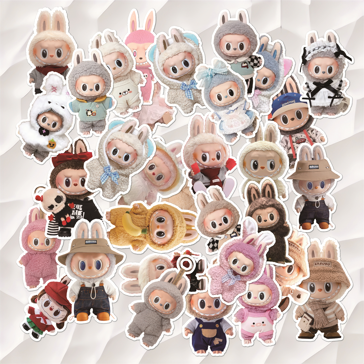新款萌趣卡通可爱拉布布手办贴纸