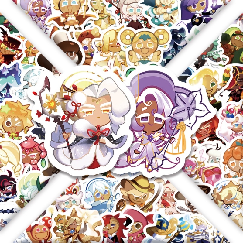 100张饼干人王国游戏卡通趣味贴纸DIY涂鸦手账本笔记本平板保温杯旅行箱吉他滑板头盔房间装饰遥控器手机壳