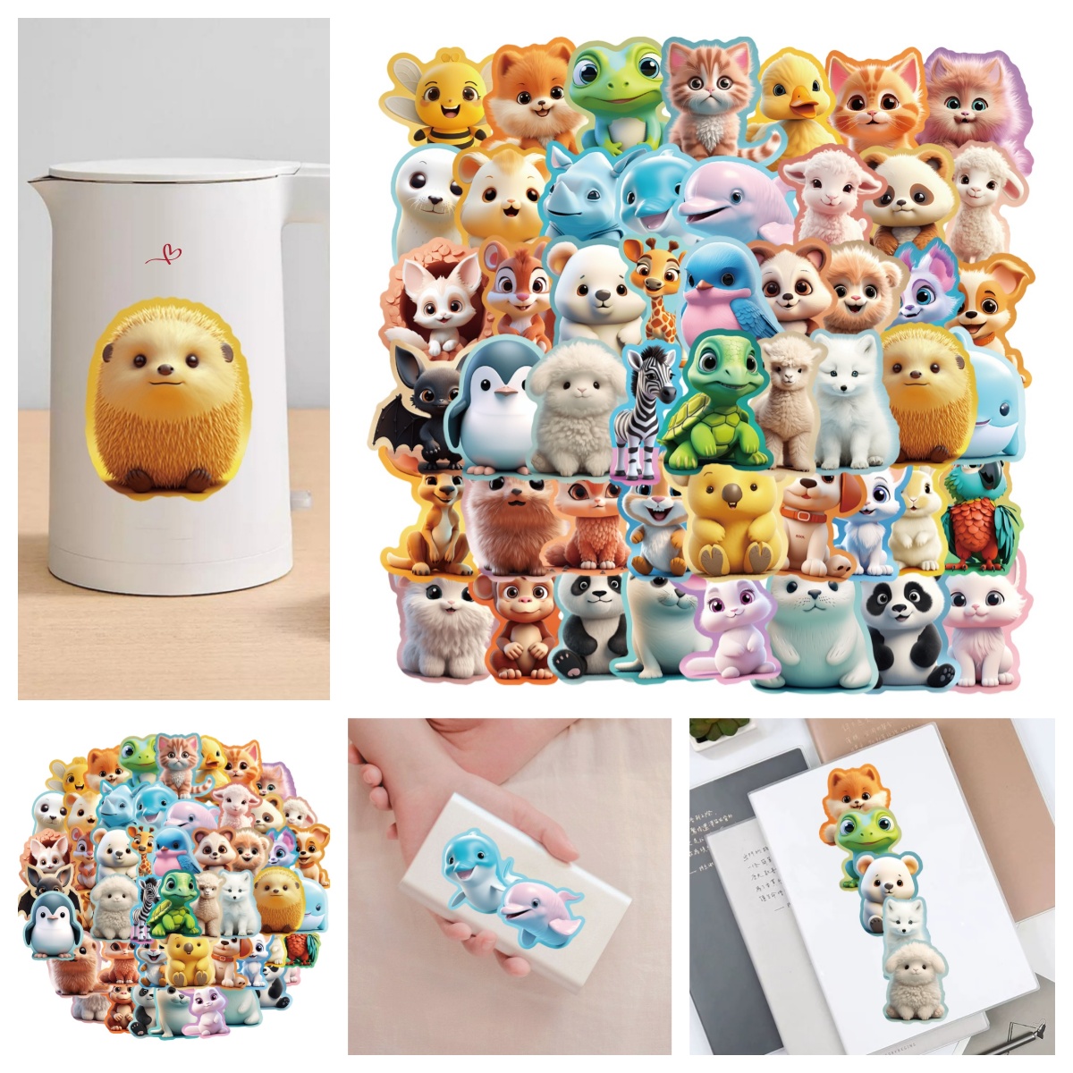 新款卡通可爱3D动物贴纸不重复贴