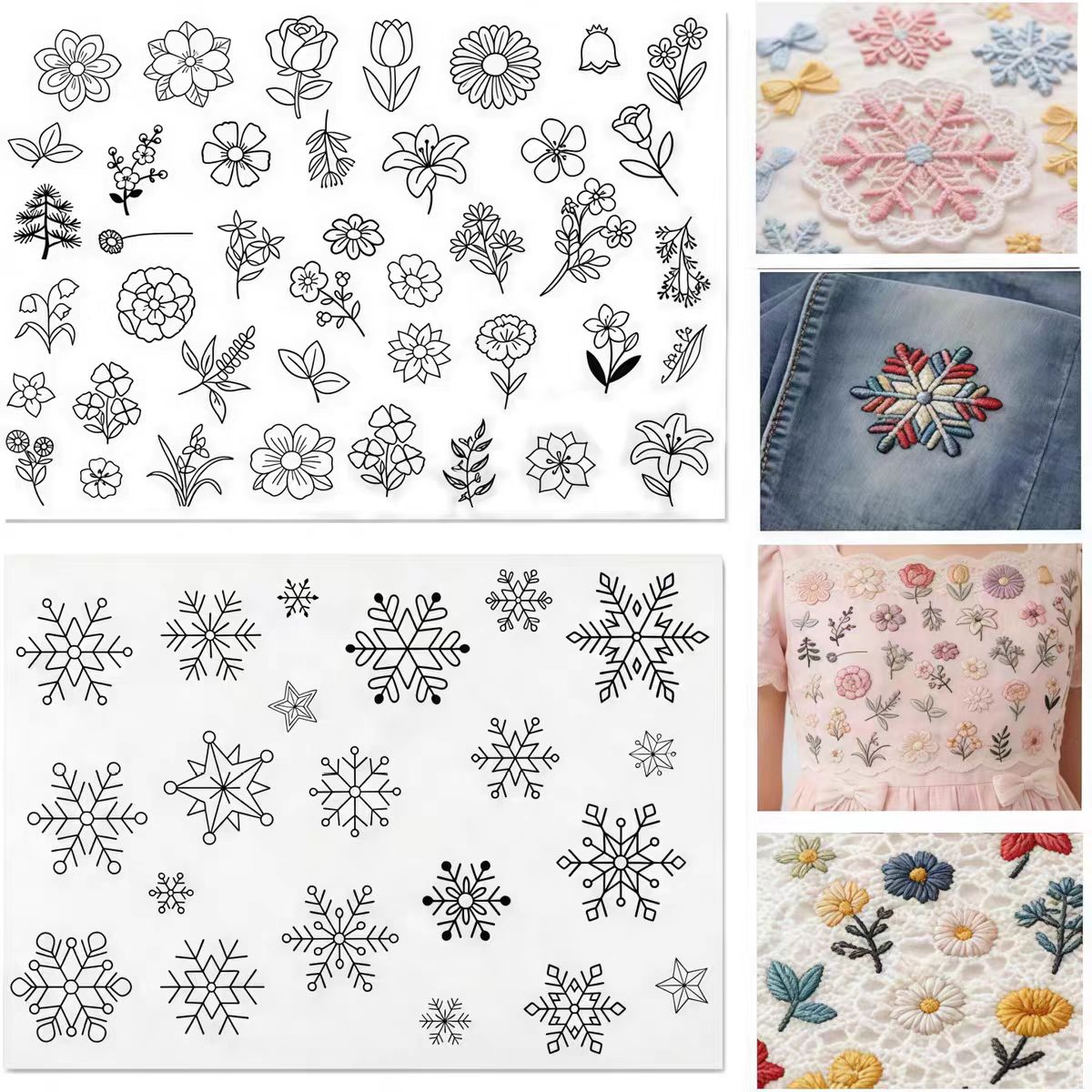 复古雪花刺绣水溶贴纸无异味贴纸图片