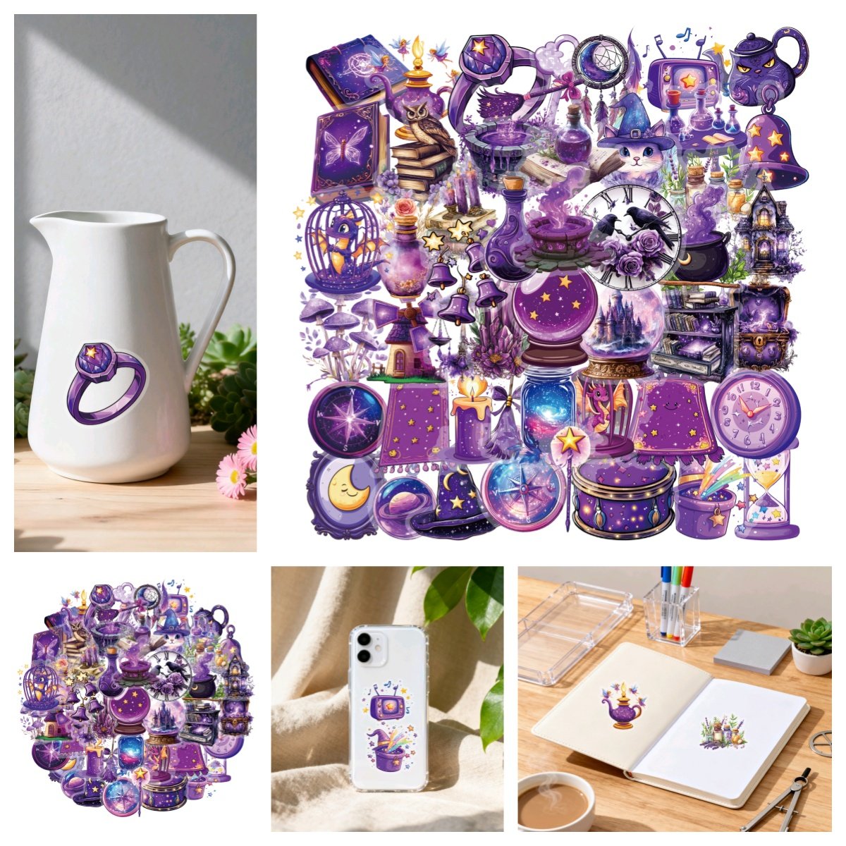 可爱幻彩紫色魔法Ins风个性贴纸