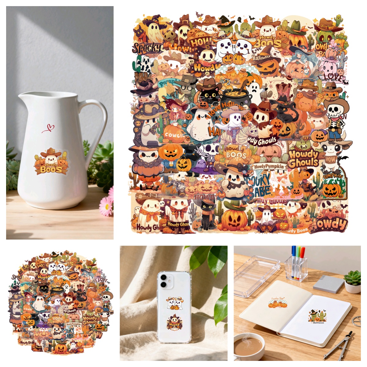 多款跨境万圣节透明款涂鸦贴纸