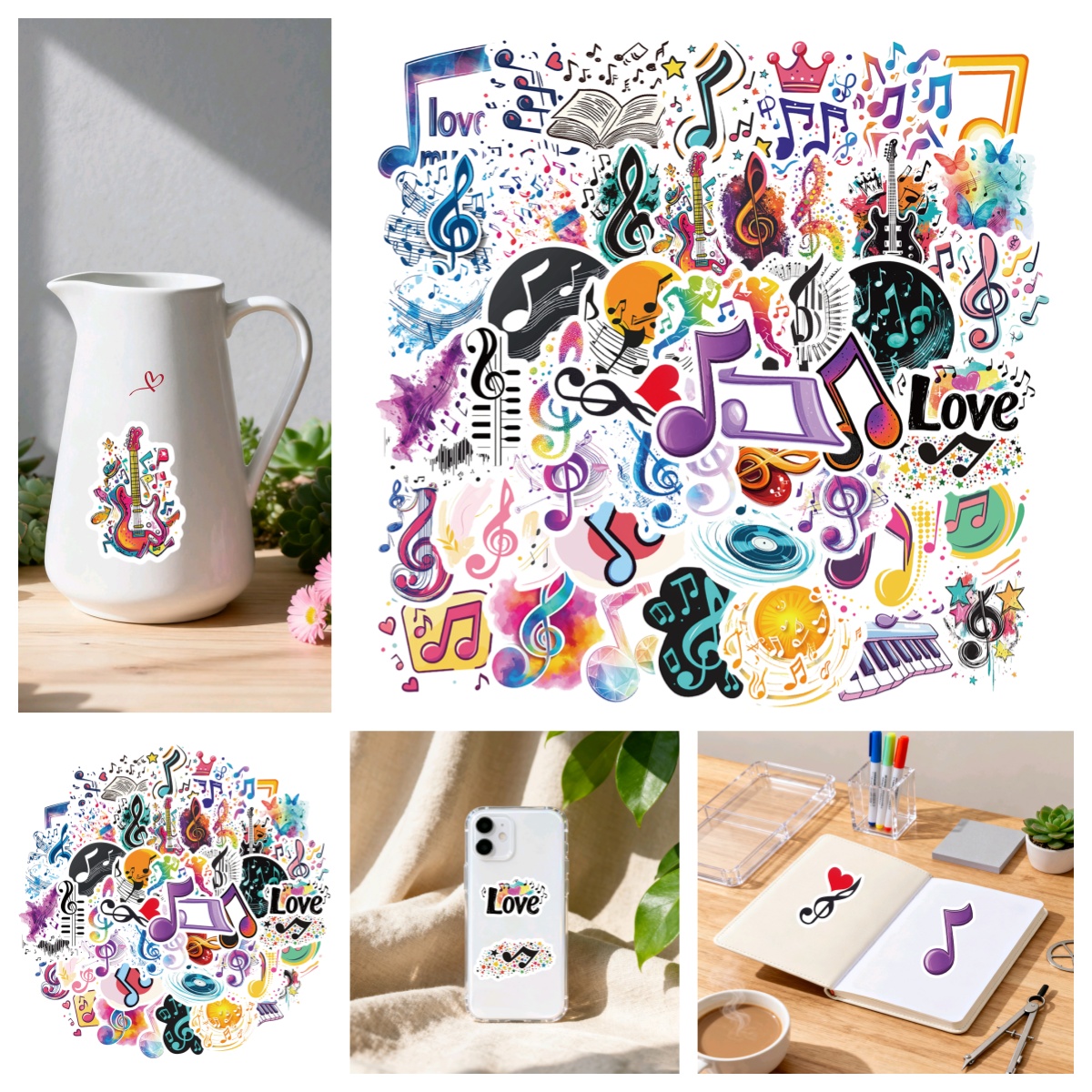 炫酷跳动音符音乐主题个性吉他贴