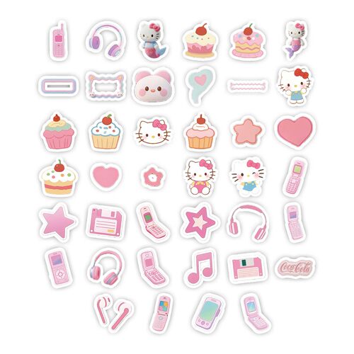粉甜HelloKitty贴纸40枚3-6cm