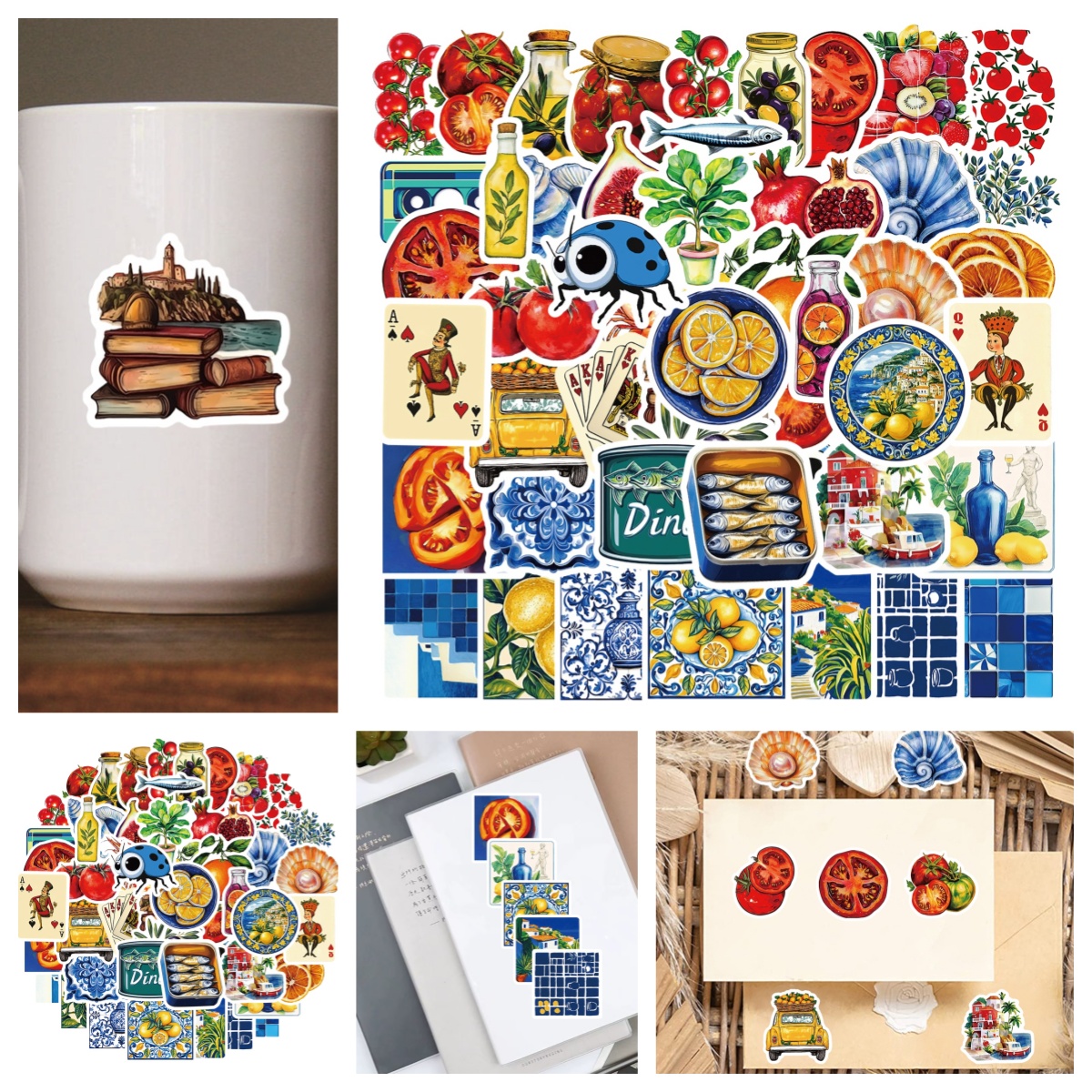 卡通清新油画地中海浪漫ins贴纸