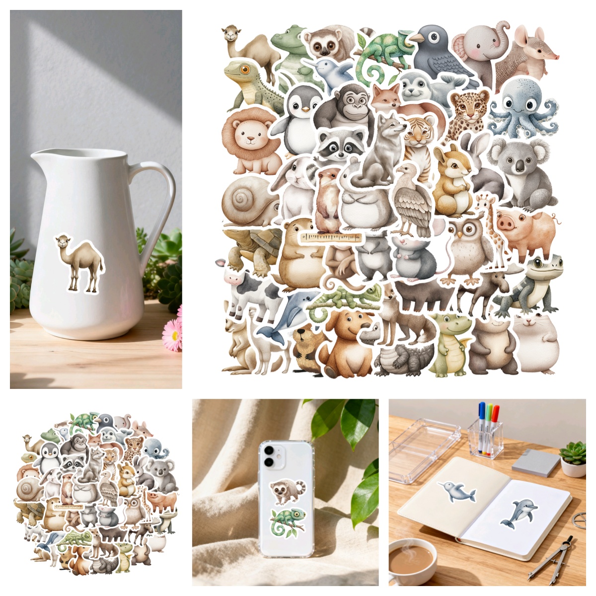 可爱卡通3d水彩动物不重复考拉企