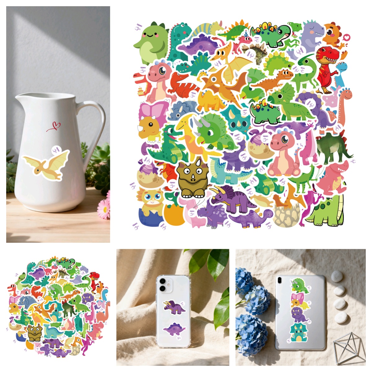 可爱卡通小恐龙涂鸦贴纸奖励ins