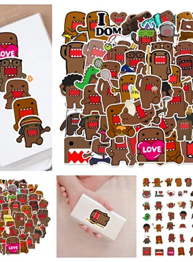 50张可爱DOMO多摩君卡通动画儿童搞怪涂鸦创意贴画装饰diy笔记本头盔吉他水杯汽车门窗行李箱DIY手机防水贴纸