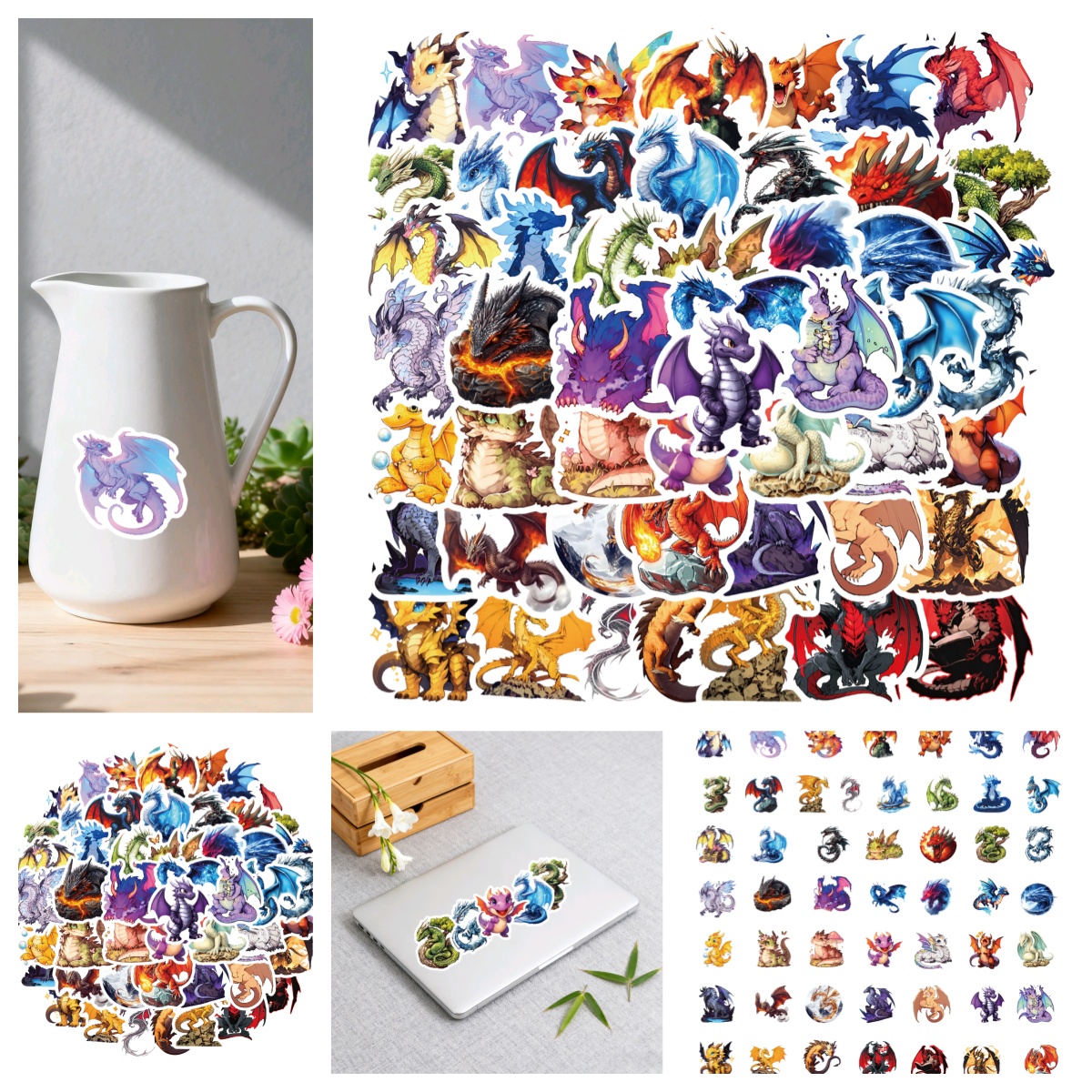 卡通火翼龙数码恐贴可爱龙不重复