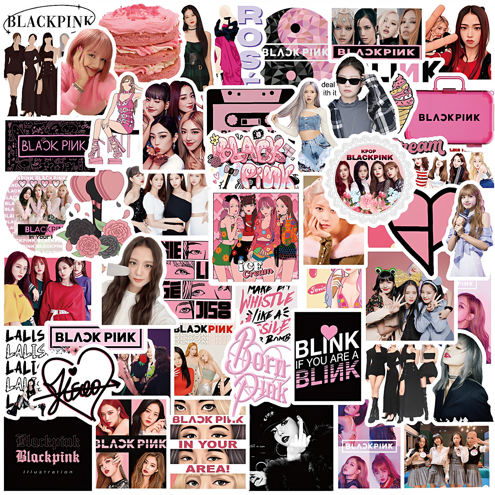 50张blackpink韩国女团防水贴画冰箱水杯手账行李箱保温杯头盔笔记本手机平板电脑渔具鱼箱电动车贴纸可爱