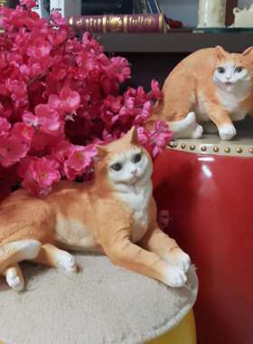 外仿动真物塑小萌猫摆件树RIZ脂工艺品别户墅庭院花园装饰品模雕