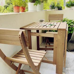 thu+sdlz阳台折叠桌组椅实木长形休闲简易方网红创合意户外室外庭