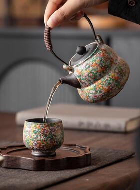壶岩绘时CYG25818光福禄提梁仿茶壶复古茶古器家用麻泡绳提梁单壶