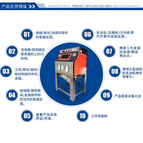 新型款手动喷砂机自增压模除锈无尘箱式小np1880带打沙机设具备厂
