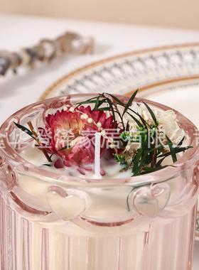 房卧室璃氛围书香熏蜡烛罐透明玻102206罐装干装饰户外聚会花气氛