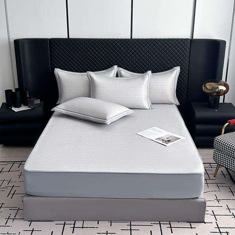 2YDQIEM025新款高端数码冰藤席-尼150克200三件套尼克灰-床笠*款
