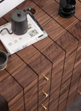 北美黑胡木斗柜as1104全实桃木大容量现代简约客发厅沙边柜储物纳