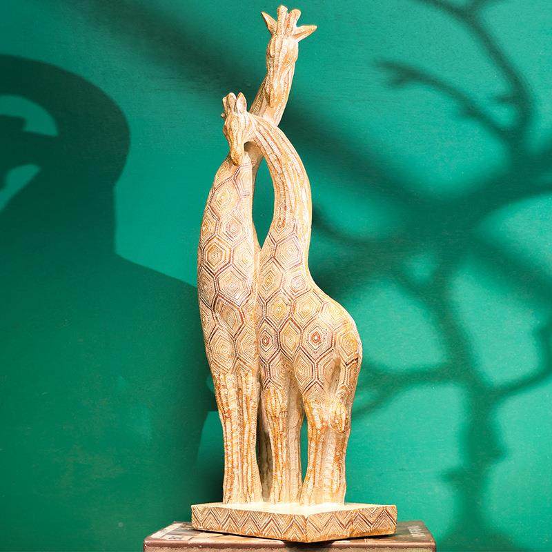 跨境花园动物树脂工品大摆象长颈鹿室艺内设家居艺WTDSC081术桌饰
