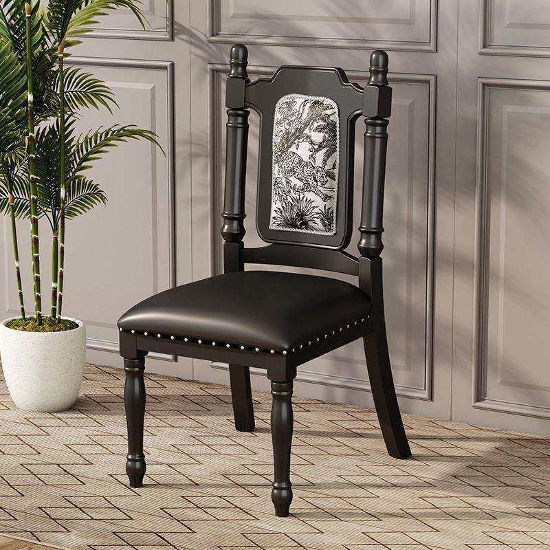 美式实木餐休闲椅靠背椅靠KMS家用书桌椅背桌椅椅欧式子复古餐厅